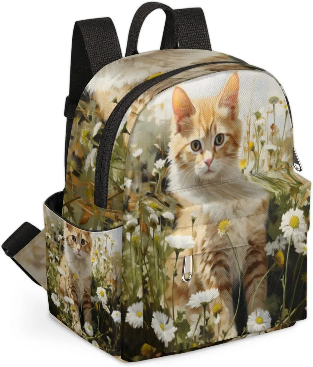 Lovely Cat Print Mini Backpack Purse for Women Lightweight Shoulder Bag Women Shopping Backpack Small Backpacks Purse