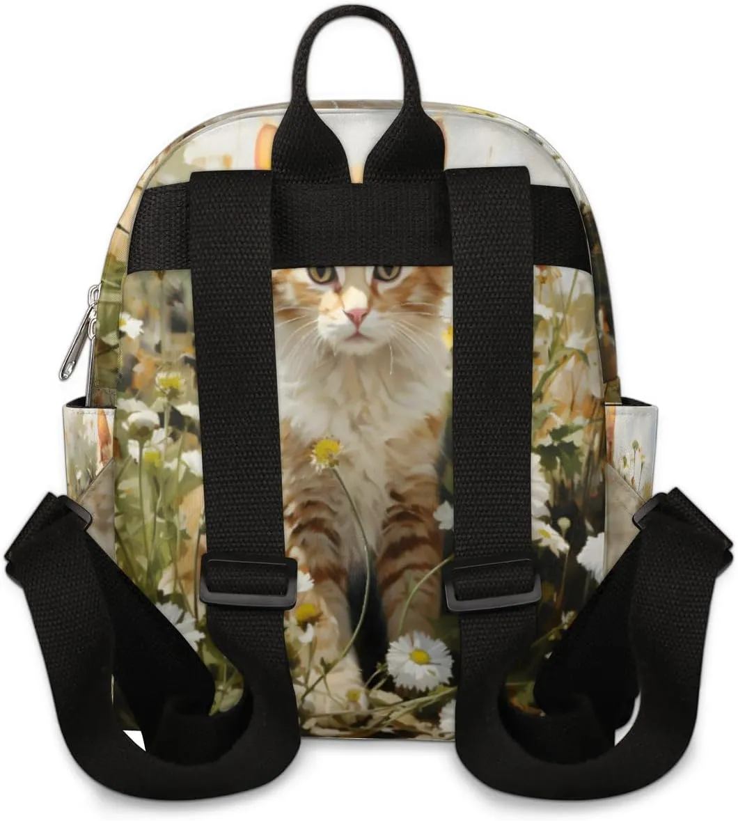 Lovely Cat Print Mini Backpack Purse for Women Lightweight Shoulder Bag Women Shopping Backpack Small Backpacks Purse
