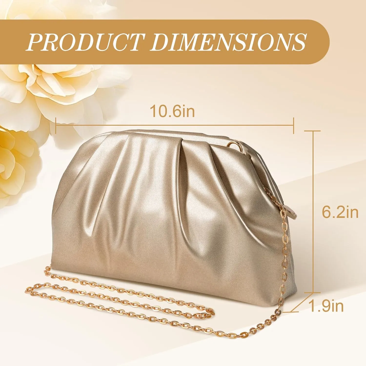 lovyoCoCo Clutch Purse for Women Soft Pleated PU Wedding Clutch, Elegant Evening Bag for Galas, Proms,Cocktail Parties
