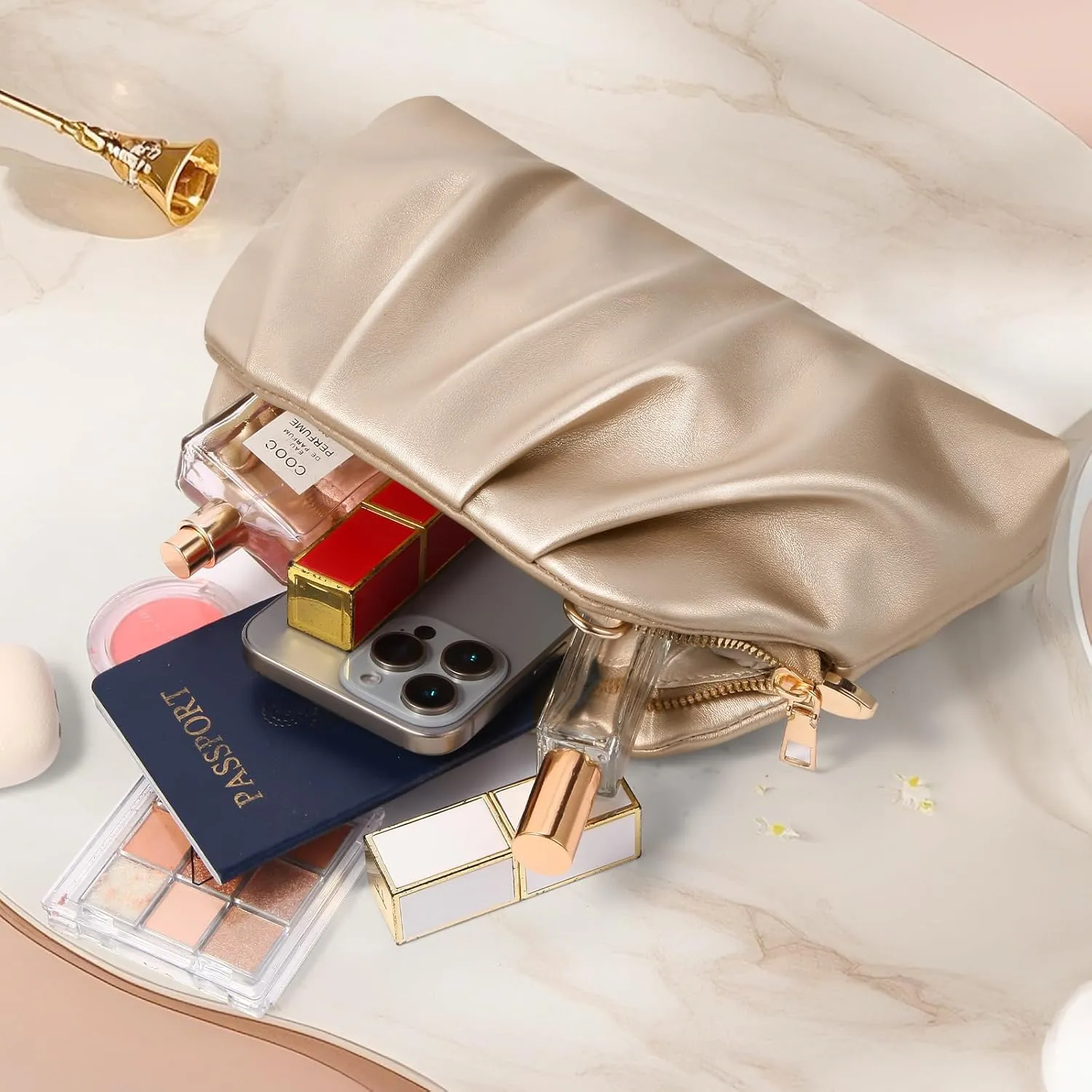 lovyoCoCo Clutch Purse for Women Soft Pleated PU Wedding Clutch, Elegant Evening Bag for Galas, Proms,Cocktail Parties
