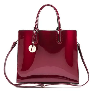 Luxury Patent Leather Handbags 3pcs Lacquered Shoulder Crossbody Bag For Women Casual Tote Messenger Bags Set Clutch