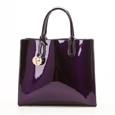 Luxury Patent Leather Handbags 3pcs Lacquered Shoulder Crossbody Bag For Women Casual Tote Messenger Bags Set Clutch