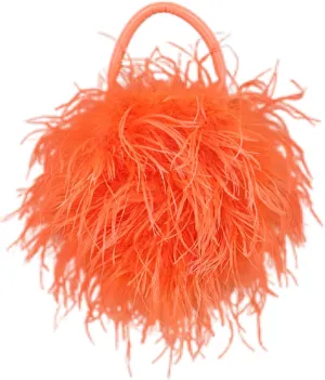 LVCOMEFF Ostrich Feather Purse for Women Evening Clutch Mini Purse for Wedding Party Prom Banquet (orange)