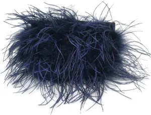 LVCOMEFF Women Ostrich Feather Clutch Mini Purse with Pearl Chain Small Handbag Furry Luxurious Party