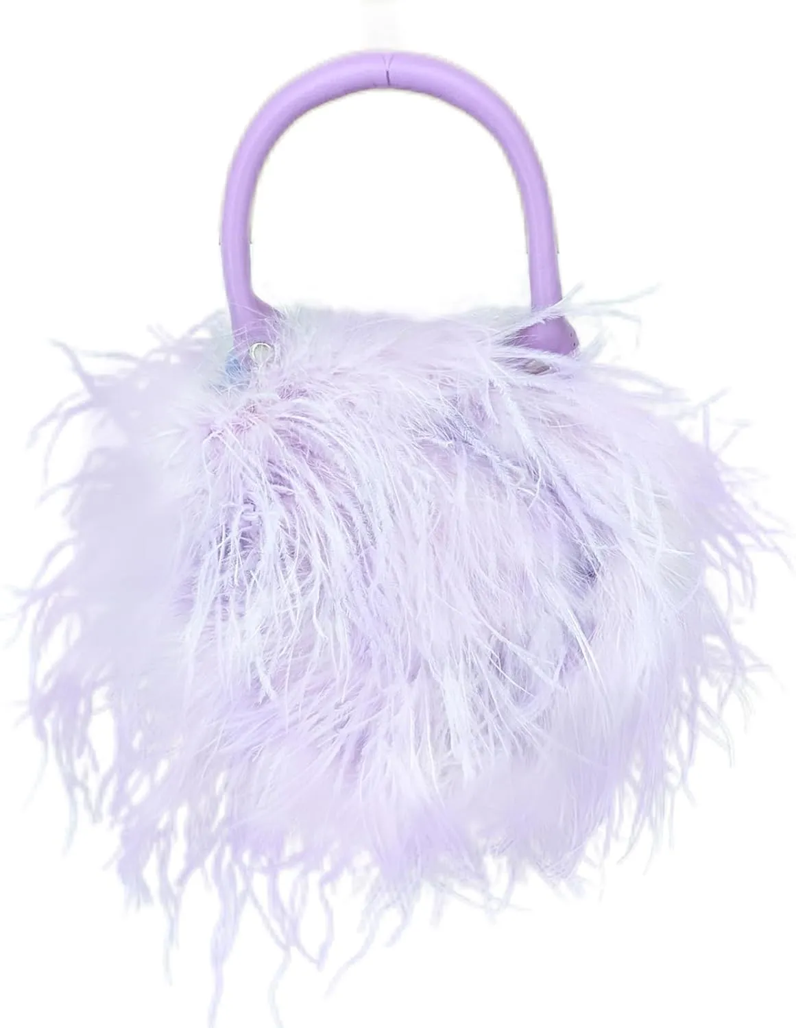 LVCOMEFF Women Ostrich Feather Evening Clutch Purse for Prom Party Plush Luxurious (violet
