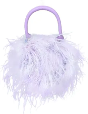 LVCOMEFF Women Ostrich Feather Evening Clutch Purse for Prom Party Plush Luxurious (violet