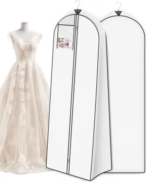 Lzerking 72’’ Wedding Dress Bag for Gowns Long with 20’’ Gusseted, Garment Bag with Accessories Pouch for ID Card Accessories, Dress Cover for Women Bride Storage Travel