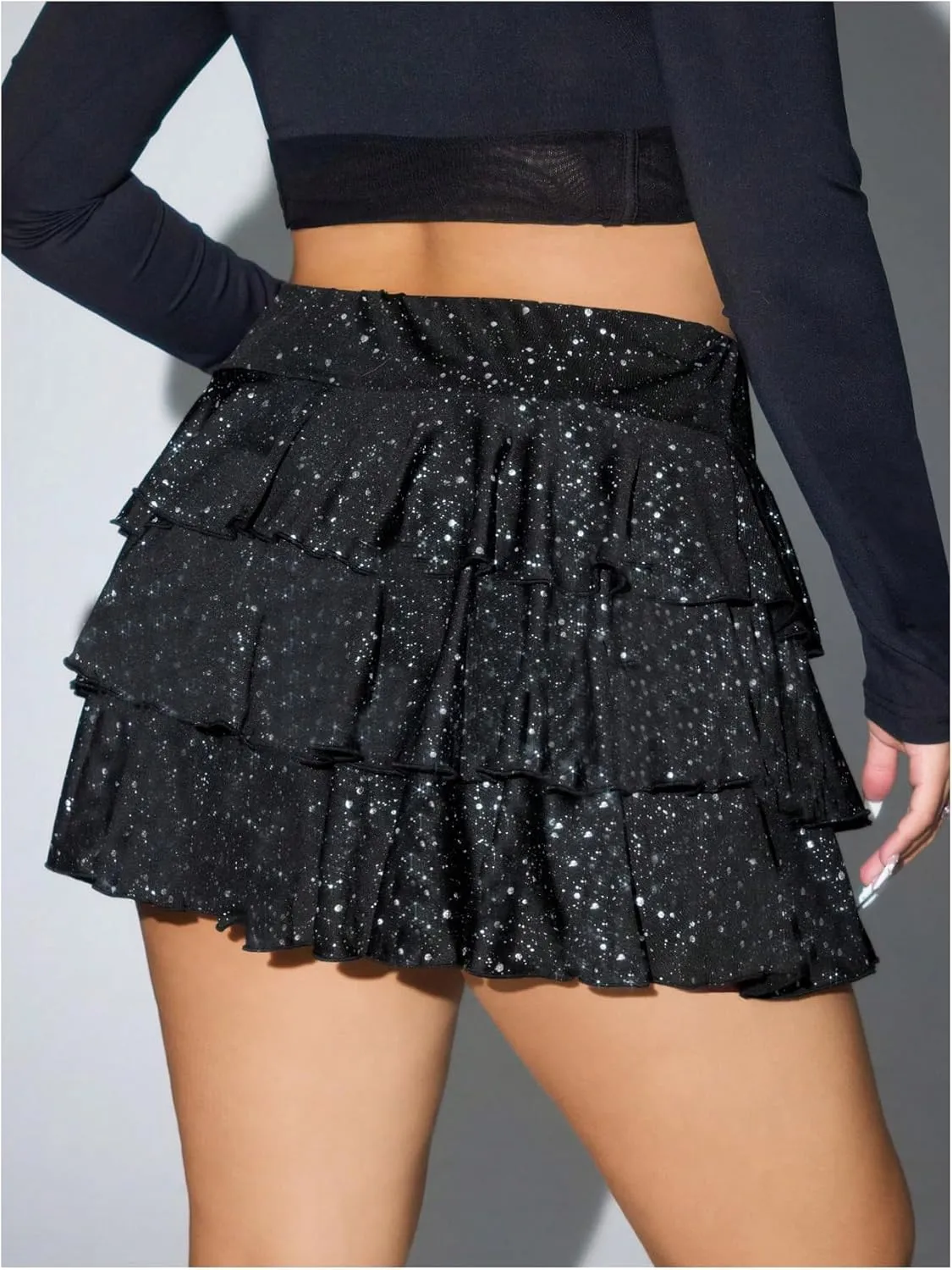 MakeMeChic Women's Plus Size Cheetah Print Short Skirt Ruffle Tiered A Line Y2K Mini Skirts