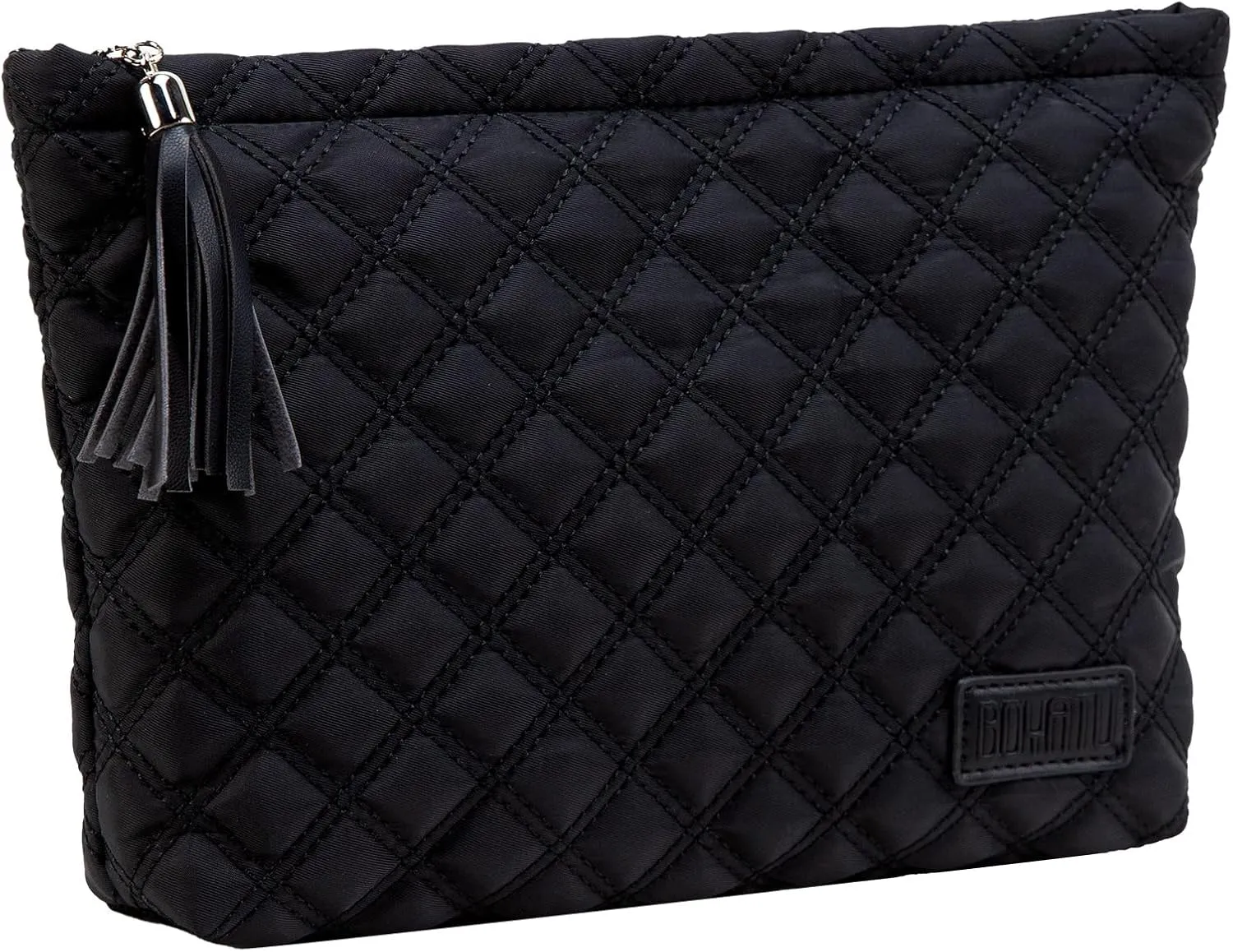 Makeup Bag Small Cosmetic Pouch: Cosmetic Bag for Purse - Cute Make up Bags with Tassel - Valentine's Day Gifts for Teen Girl (05-Rhombus Black)