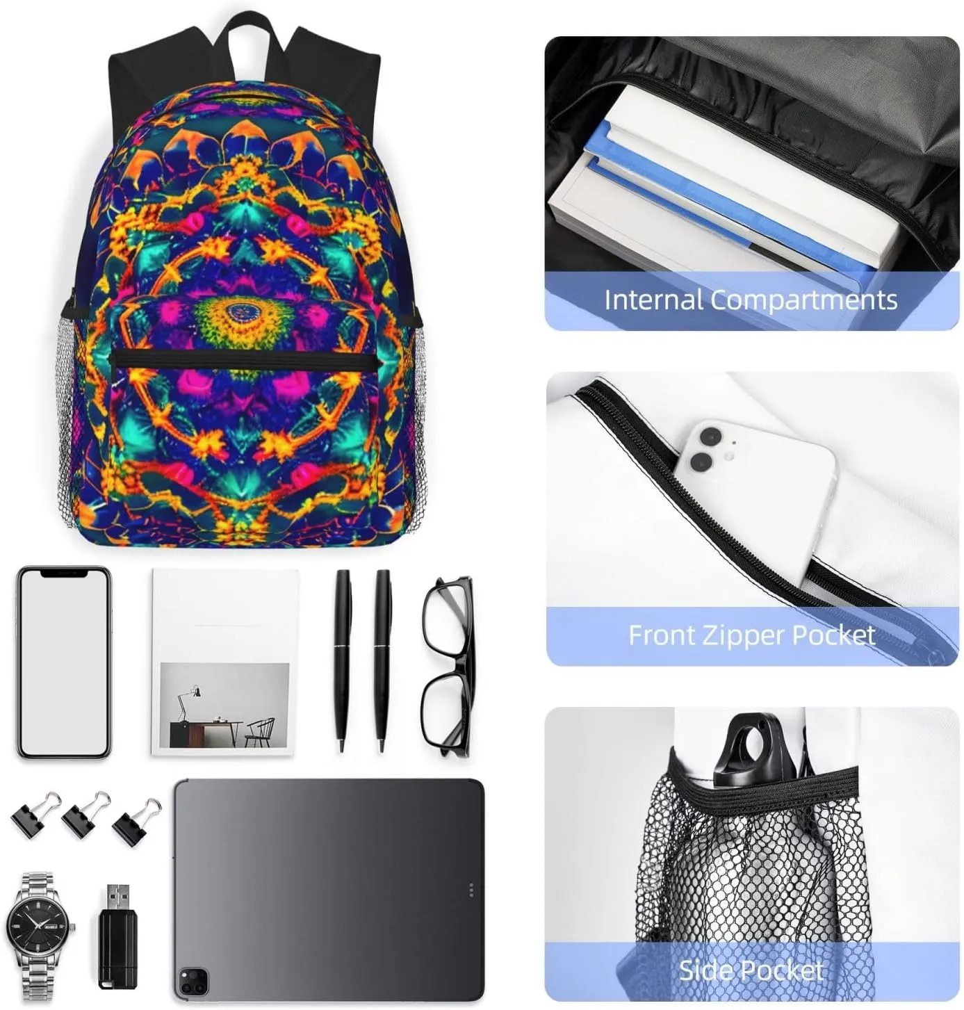 Mandala pattern Backpack Cute Print Bookbag Women Travel Casual Water-resistant Backpack Travel Bag bags