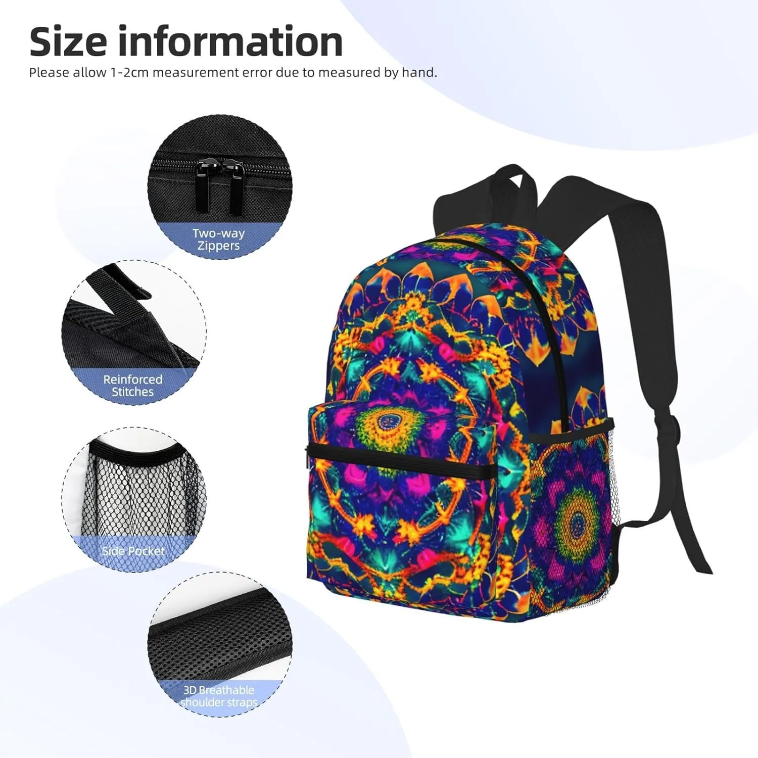 Mandala pattern Backpack Cute Print Bookbag Women Travel Casual Water-resistant Backpack Travel Bag bags