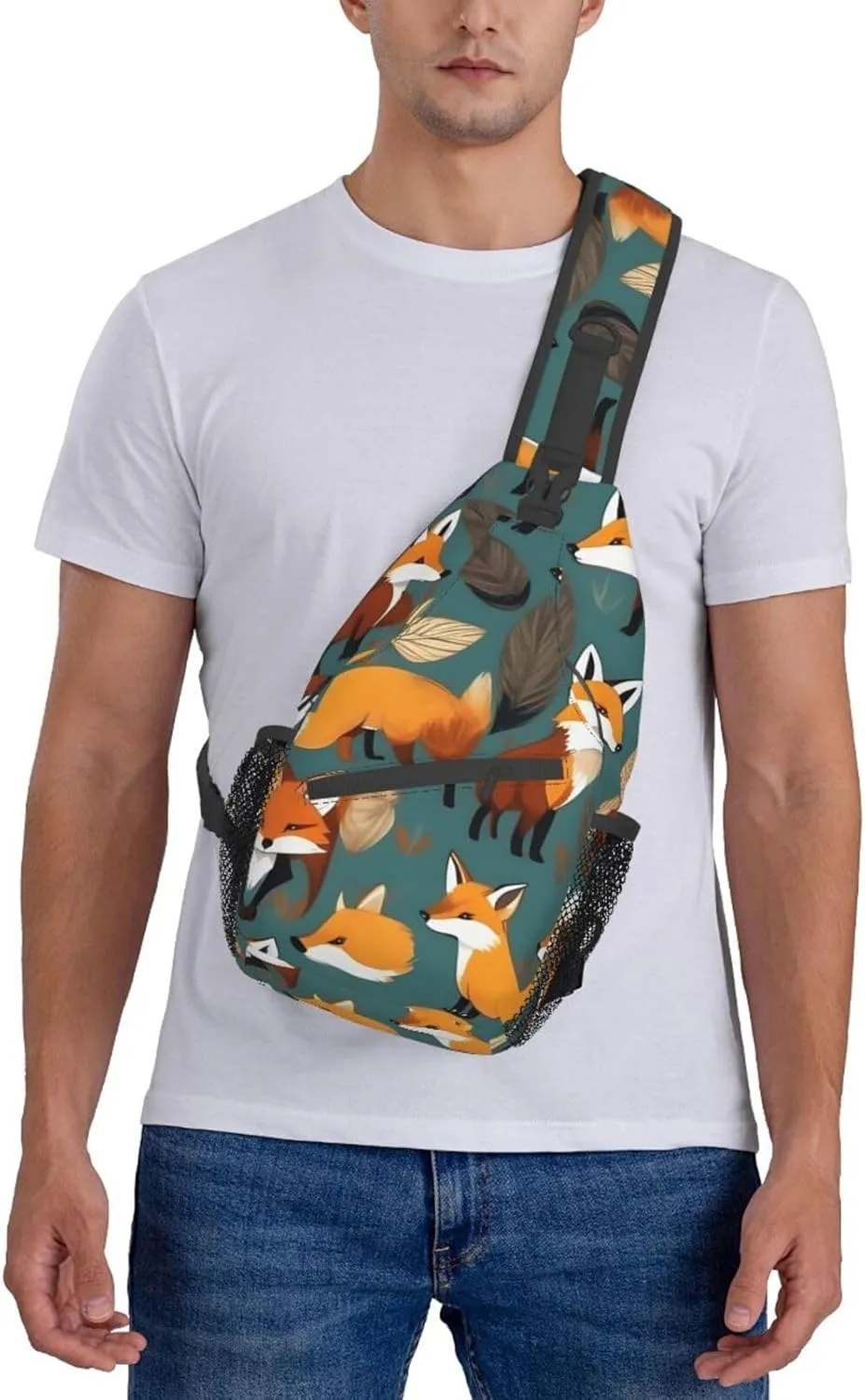 Many Foxes Print Unisex Casual Diagonal Chest Bag,Multipurpose Crossbody Shoulder Bag Travel Hiking Daypack