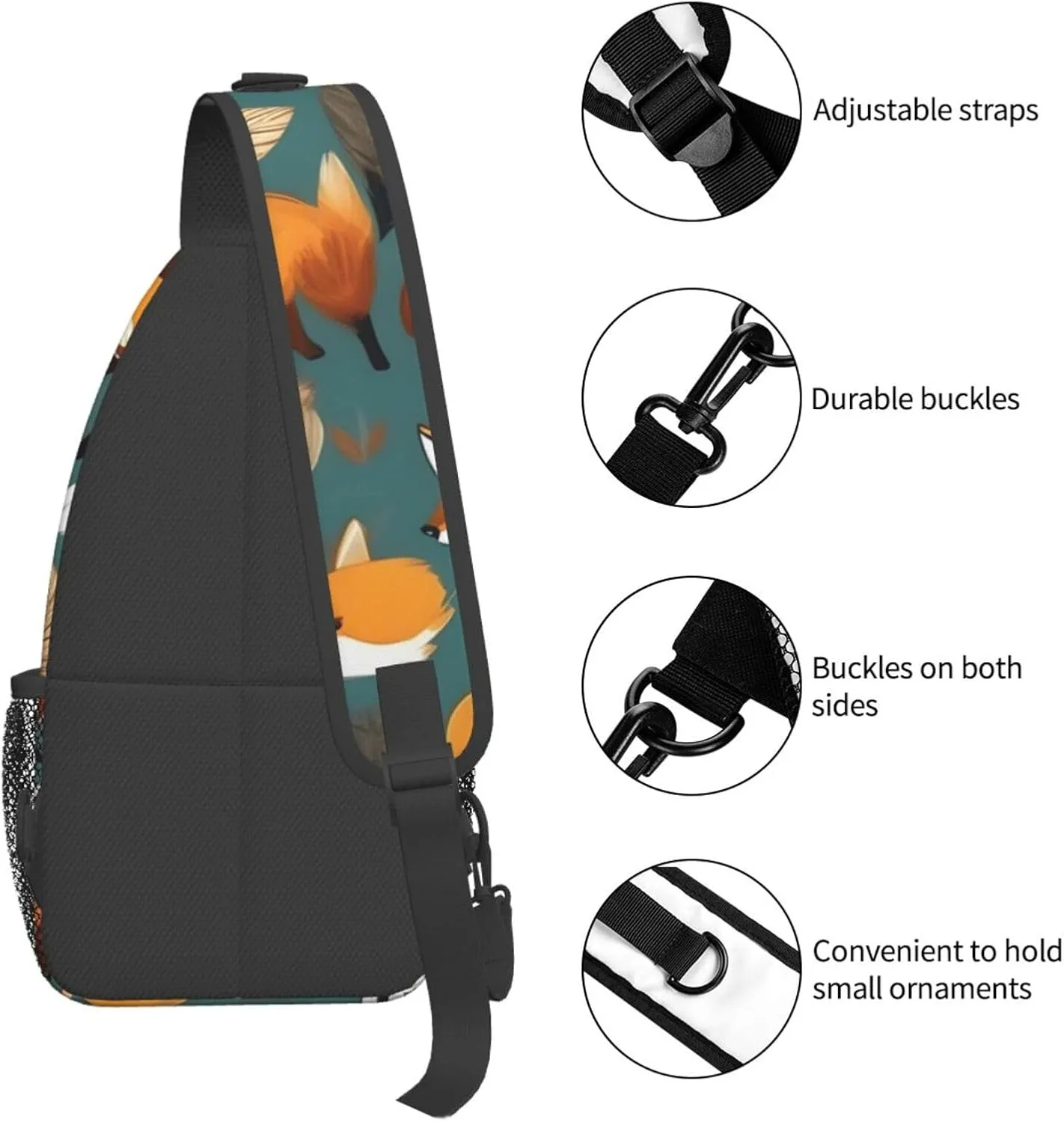 Many Foxes Print Unisex Casual Diagonal Chest Bag,Multipurpose Crossbody Shoulder Bag Travel Hiking Daypack