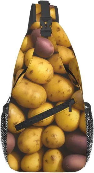 Many Potatoes Print Sling Bag Crossbody Travel Hiking Chest Backpack Shoulder Daypack For Women Men