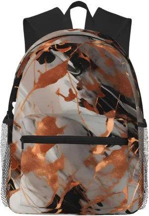 Marble Texture Copper Splatter print Lightweight and comfortable backpack Casual Laptop Backpack for Travel Hiking