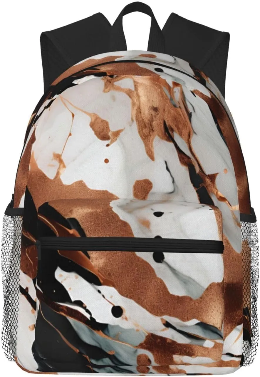 Marble Texture Copper Splatter print Lightweight and comfortable backpack Casual Laptop Backpack for Travel Hiking