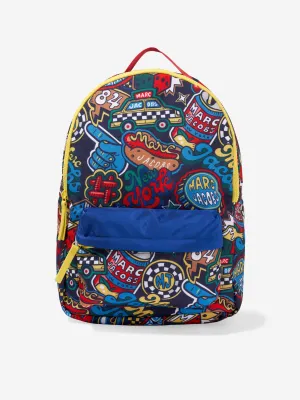 MARC JACOBS Boys Badge Print Backpack in Navy