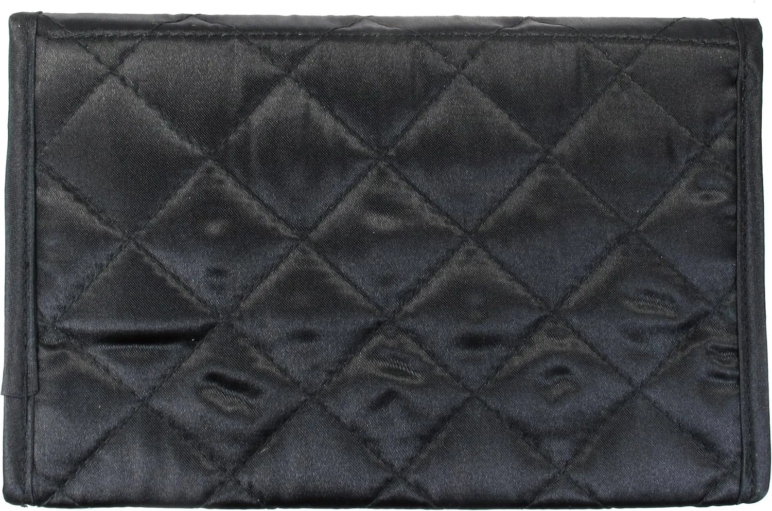 Marisa D'Amico Travel Portable Purse Size Makeup Case Cosmetic Bag with Mirror, Quilted Satin Black