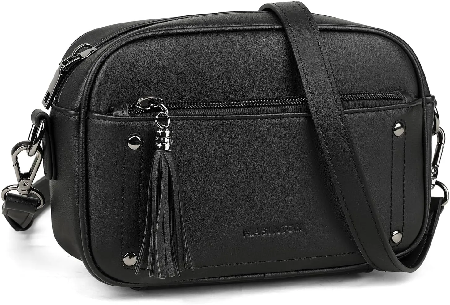 MASINTOR Crossbody Bags for Women Vegan Leather, Trendy Shoulder Purse with Adjustable Strap and Tassel