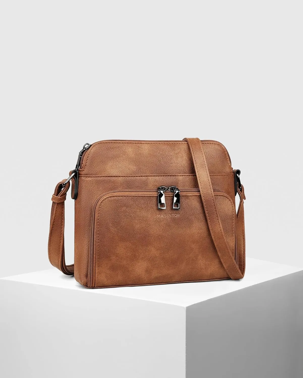 MASINTOR Crossbody Purse Bags for Women, Multi-Pocket Soft Leather Shoulder Purse with Tassel, Lightweight Travel Handbag