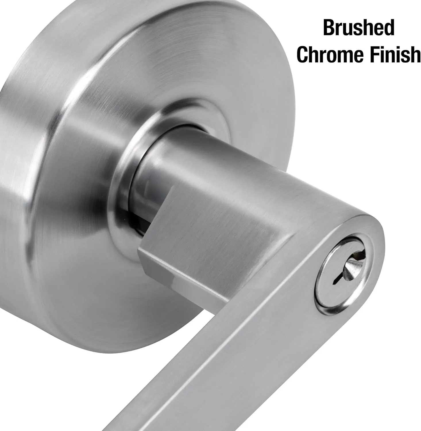 Master Lock Keyed Entry Door Lock, Brushed Chrome Finish Commercial Door Handle, Interior or Exterior Lever Style Locking Door Handle, SLCHKE26D