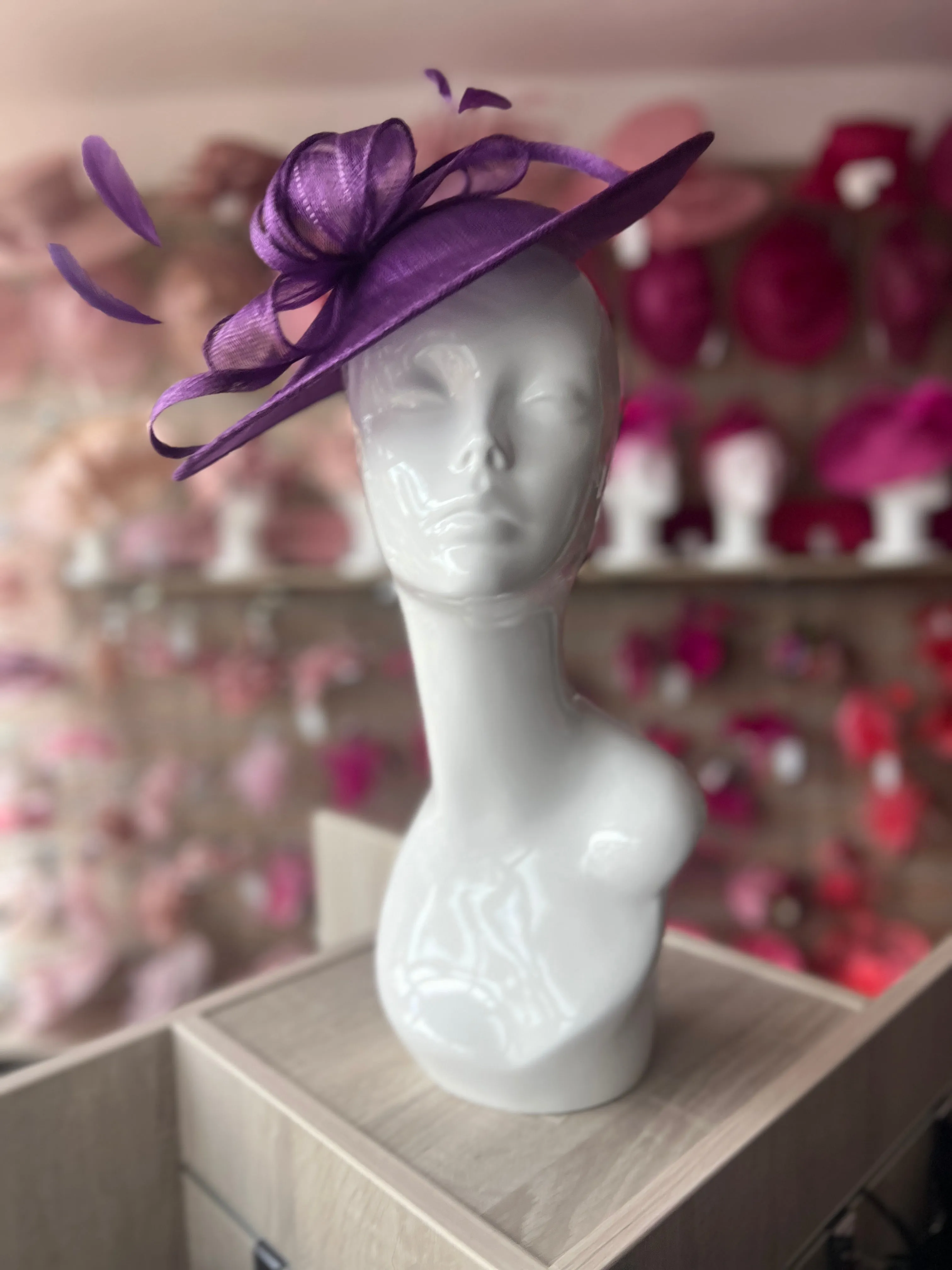 Mauve Teardrop Disc Fascinator