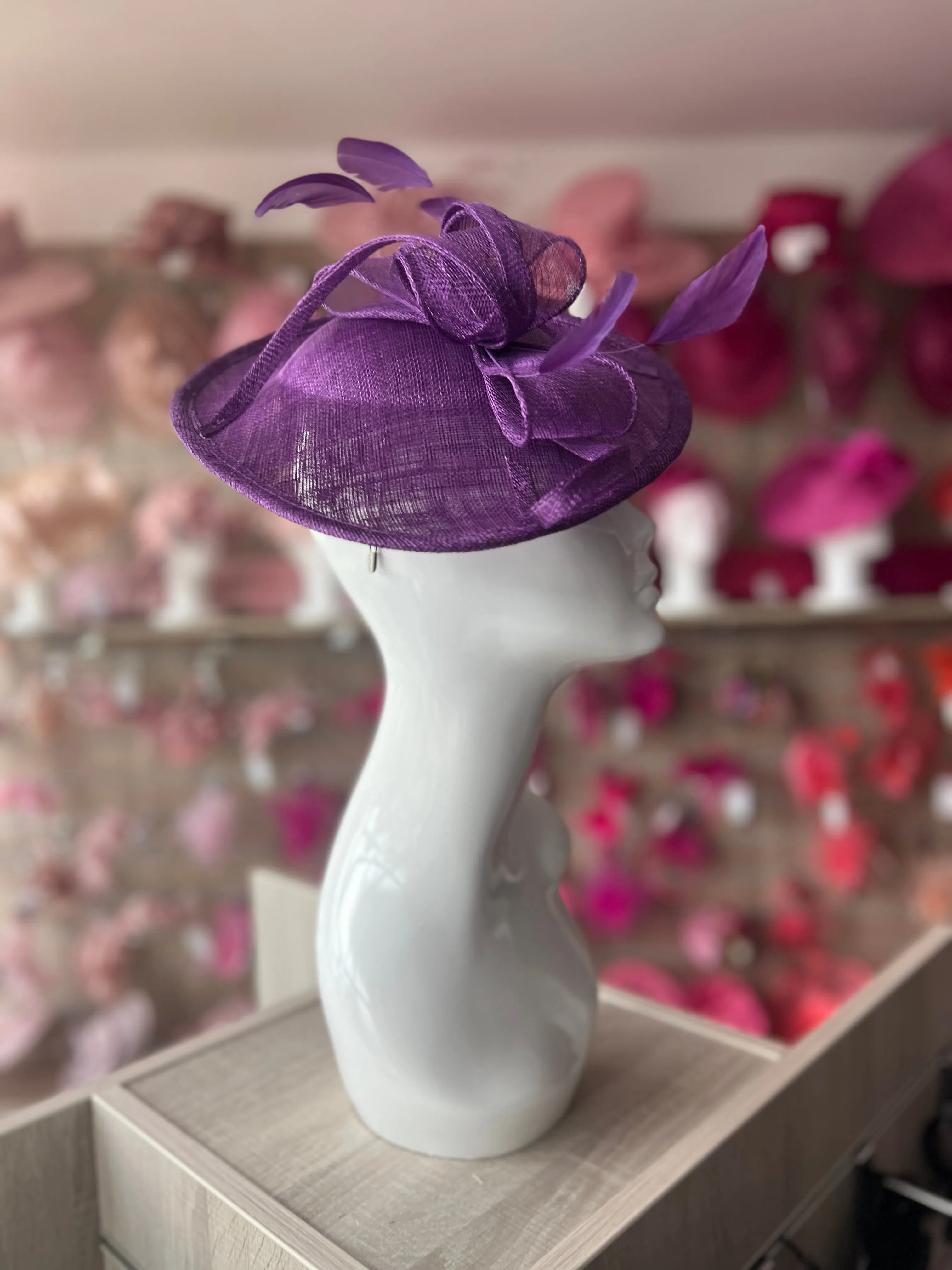 Mauve Teardrop Disc Fascinator