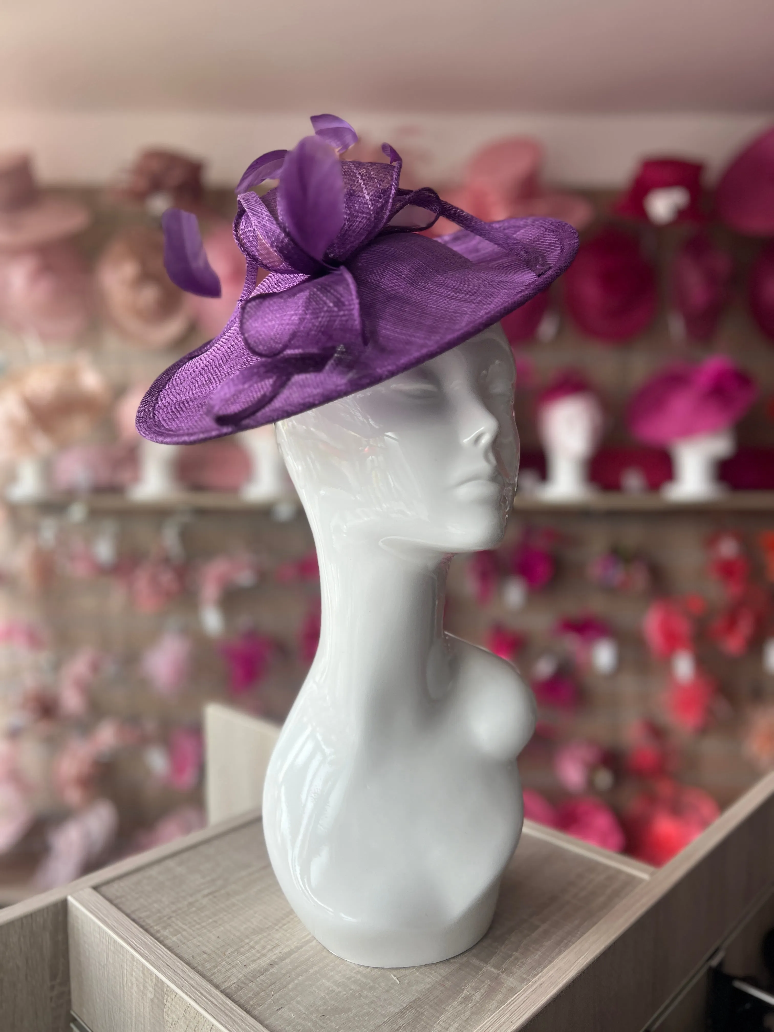 Mauve Teardrop Disc Fascinator