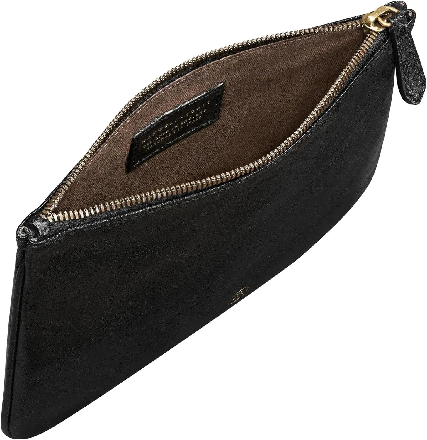 Maxwell Scott - Personalized Womens Luxury Designer Leather Flat Makeup Bag Purse - The Zeta - Black
