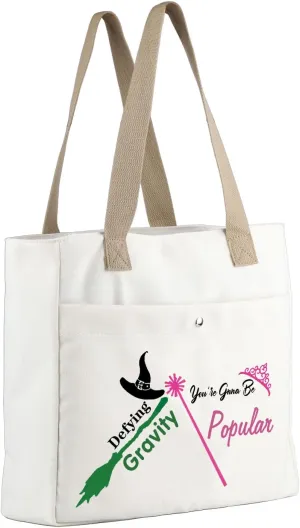 MBMSO Witchy Tote Bag Wiccans Inspired Gift Witchcraft Gift You're Gonna Be Popular Glinda and Elphaba Gifts for Musical Fans
