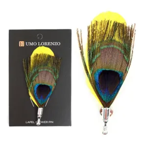 Men's Peacock Feather Clutch Back Lapel Pins
