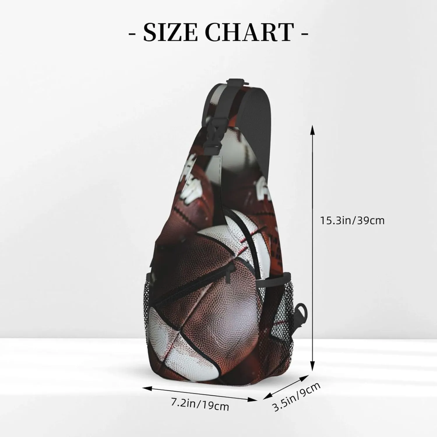 Men's Pile of footballs Print Crossbody Shoulder Bag Travel Hiking Daypack for Women Crossbody Sling Backpack