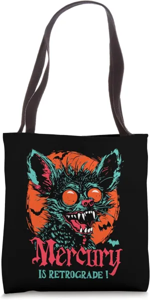 Mercury Is Retrograde Vampire Bat Stressed Hilarious Print Tote Bag