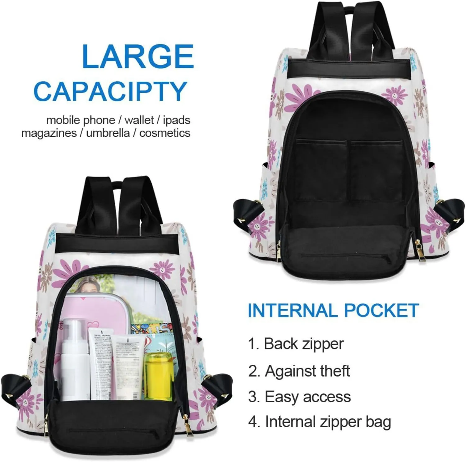 Mini Backpack Women Travel Handbag Shoulder Bag for Outing Shopping Traveling Going Out Pattern 1