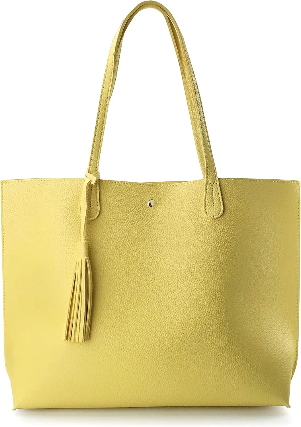 Minimalist Clean Cut Pebbled Faux Leather Tote Womens Shoulder Handbag