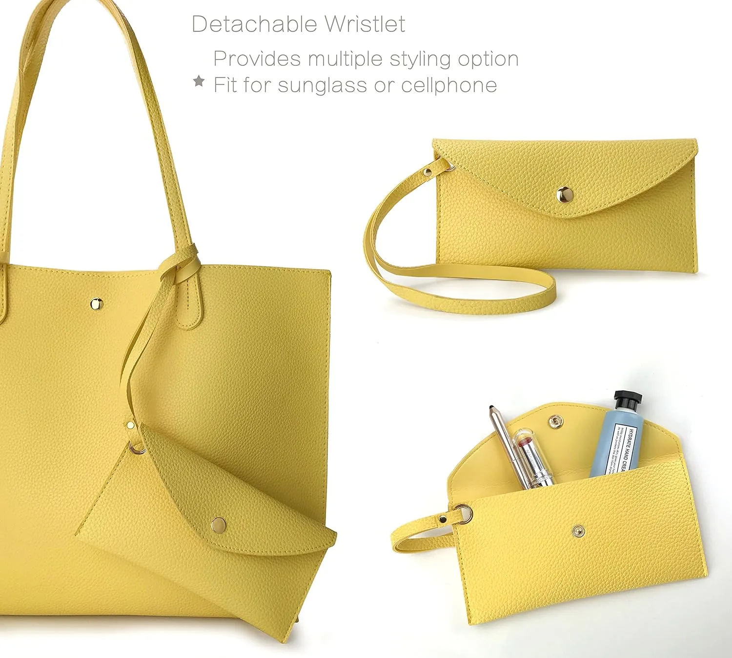 Minimalist Clean Cut Pebbled Faux Leather Tote Womens Shoulder Handbag