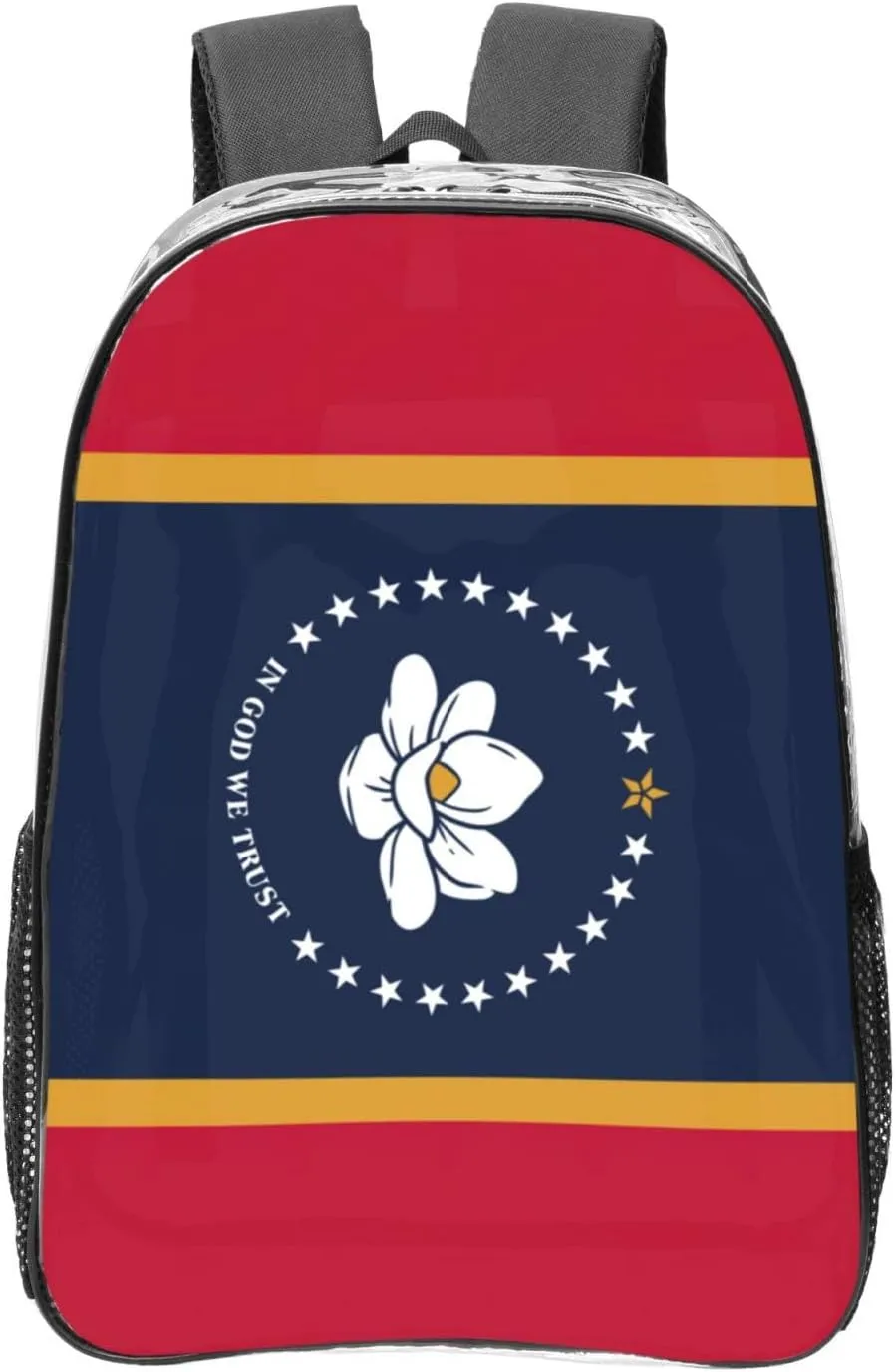 Mississippi State Flag print Clear Backpacks for Office Transparent See Through Backpack Clear Bookbag for Adults