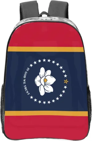 Mississippi State Flag print Clear Backpacks for Office Transparent See Through Backpack Clear Bookbag for Adults