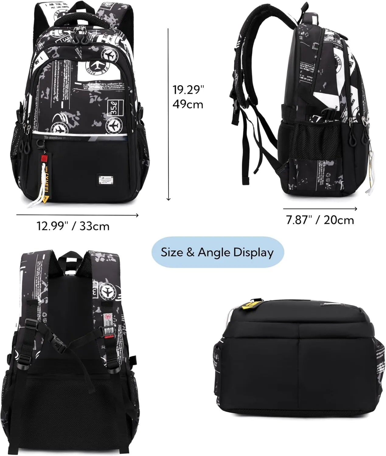 MITOWERMI Boys Backpack for Kids Airplane School Bags for Elementary Primary Student Bookbags Middle Backpacks Teen Casual Travel Back Packs