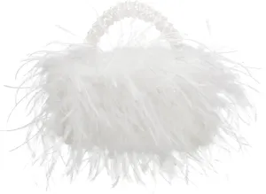 Miuco Real Natural Ostrich Feather Beaded Handbags For Women Handmade Evening Bags Clutch Purse