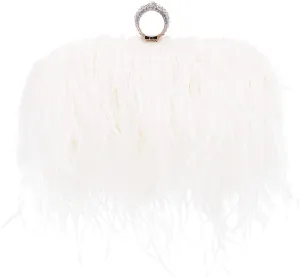 Miuco Women Feather Clutch Purse Shoulder Crossbody Bag Evening Handbags