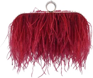 Miuco Women Feather Clutch Purse Shoulder Crossbody Bag Evening Handbags