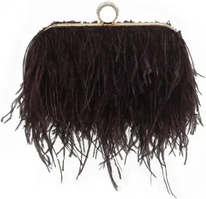 Miuco Women Feather Clutch Purse Shoulder Crossbody Bag Evening Handbags