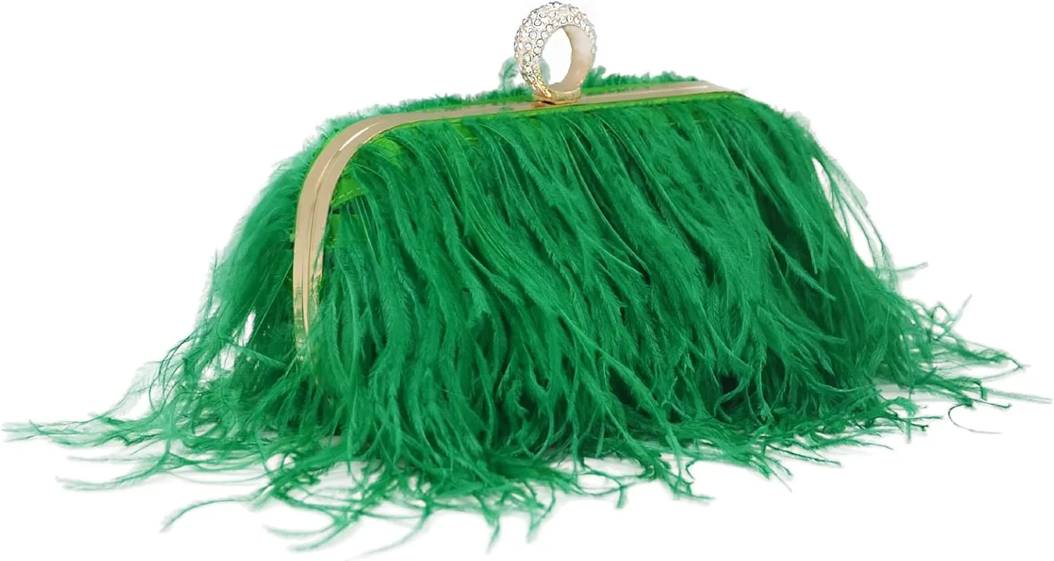 Miuco Women Feather Clutch Purse Shoulder Crossbody Bag Evening Handbags