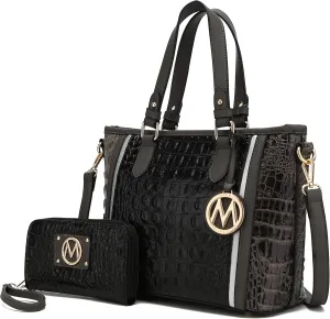 MKF Collection Tote Bag for Women & Wristlet Wallet, Vegan Leather Handbag Top-Handle Satchel Shoulder Purse by Mia k