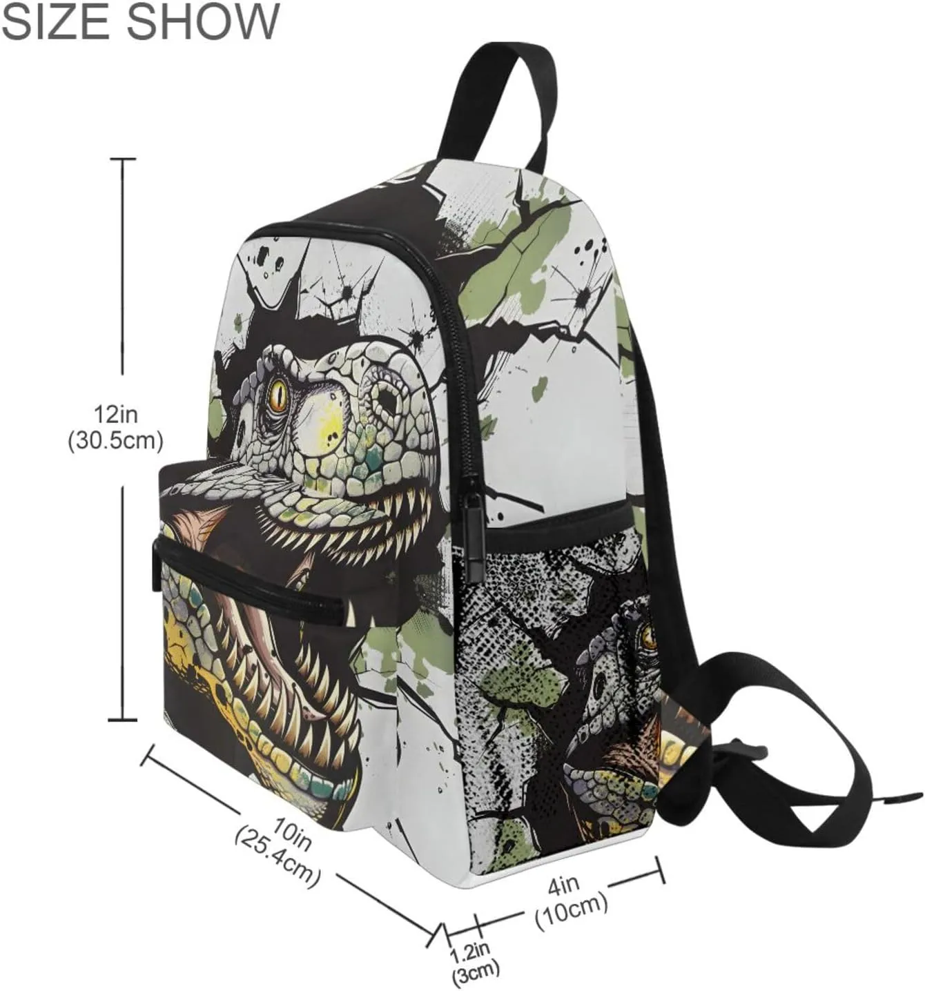 MNSRUU Toddler Backpack, Hand Drawn Dinosaur Face and Graffiti Kids Backpack Small Backpack for Boys Girls Kawaii Preschool Backpack Mini School Backpack Travel Backpack