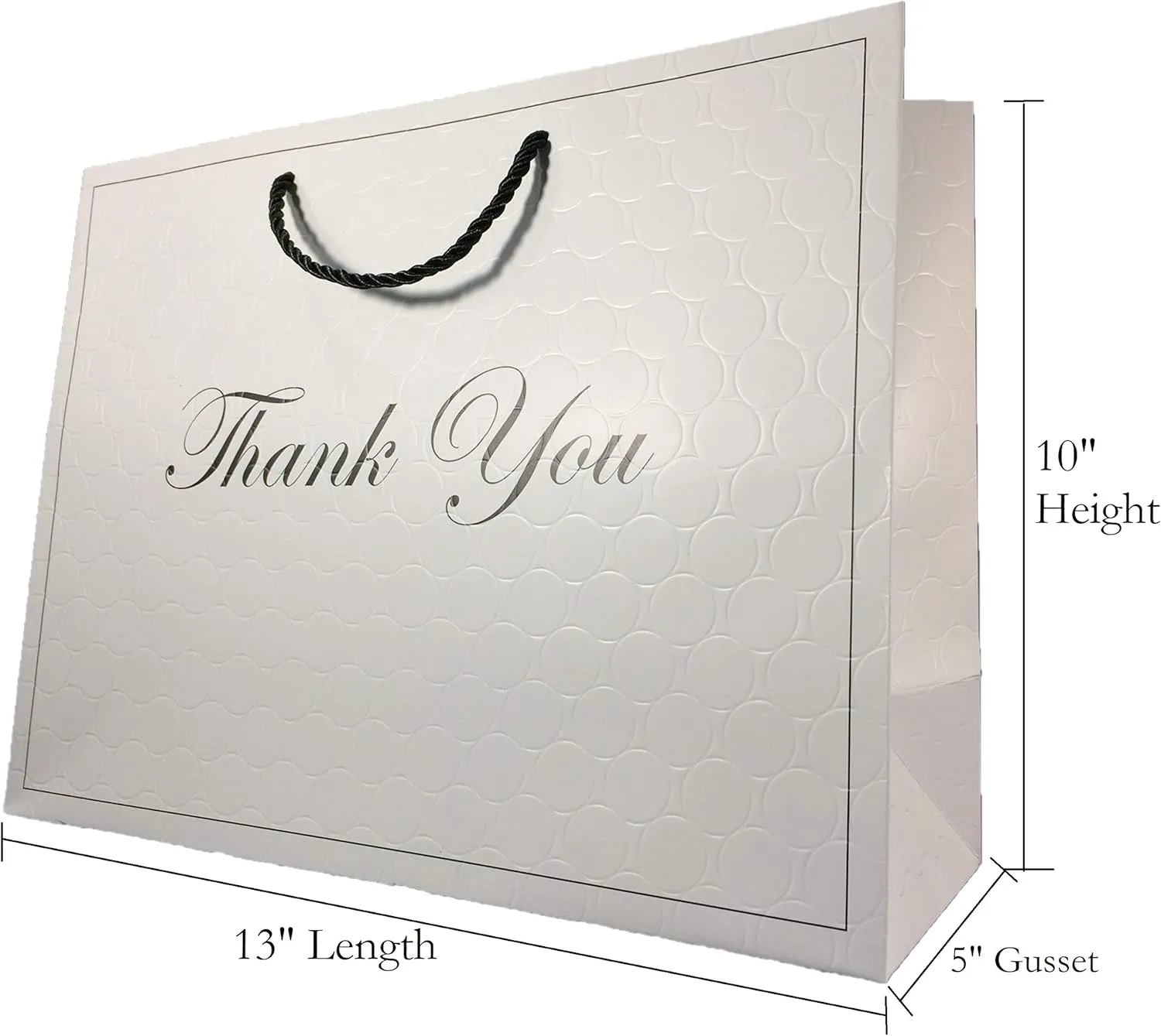 MODEENI Large White Thank You Gift Bags for Small Business - 12 Bags - 13x5x10 Inches - Luxury Paper Shopping Boutique with Handles with Embossed Matte Finish