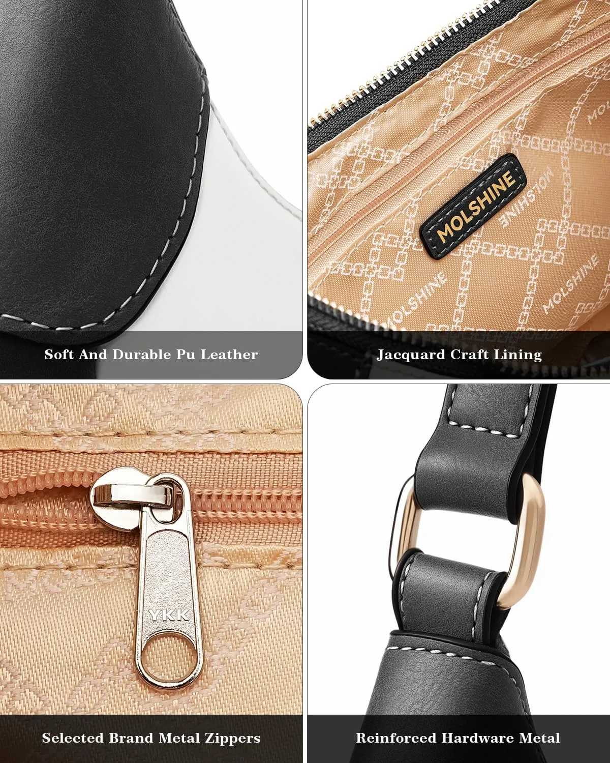 molshine Shoulder Bag, PU Leather Crescent Handbag, Armpit Bag, Party Clutch Purse for Women Lady Model DLK0059