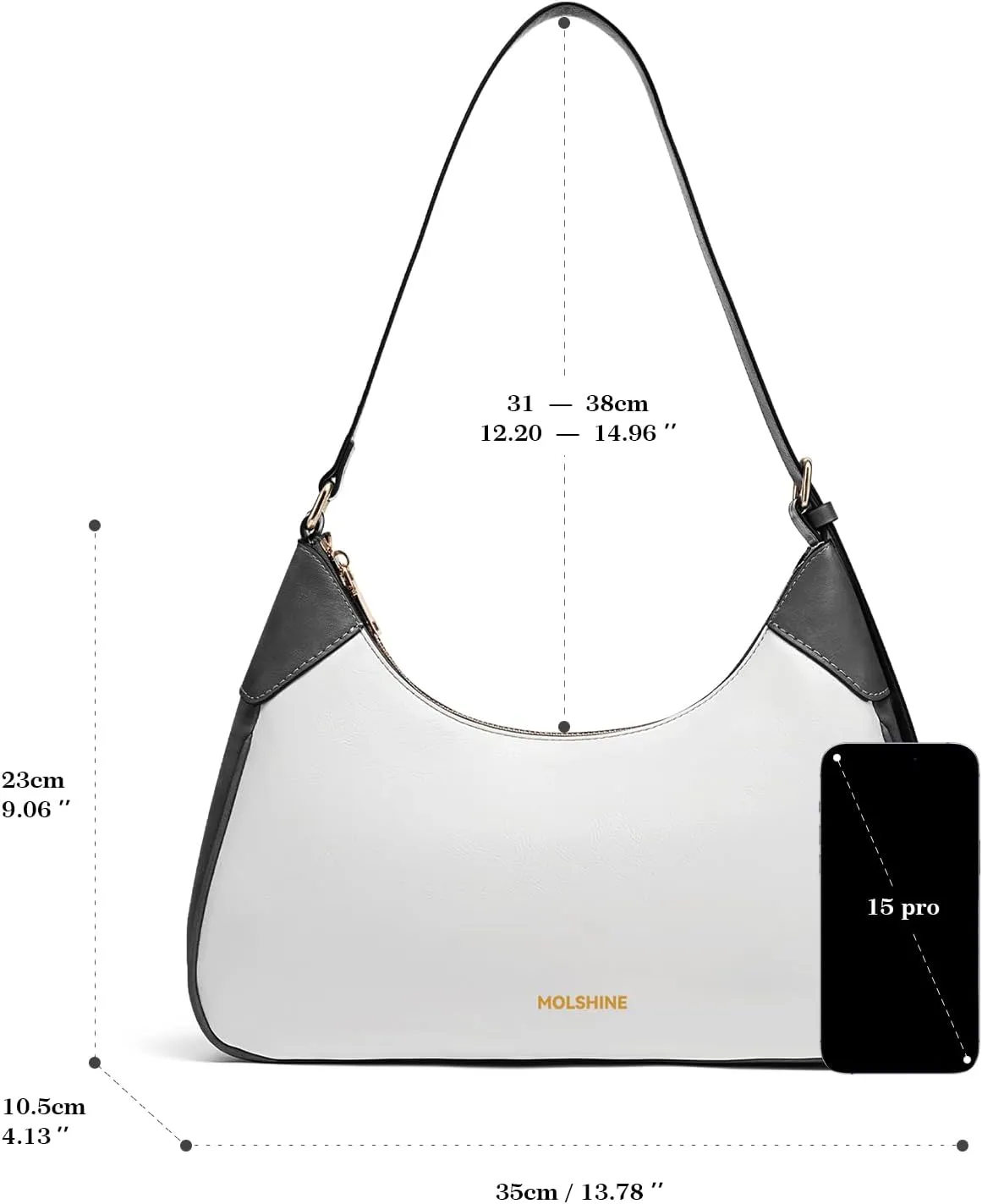 molshine Shoulder Bag, PU Leather Crescent Handbag, Armpit Bag, Party Clutch Purse for Women Lady Model DLK0059