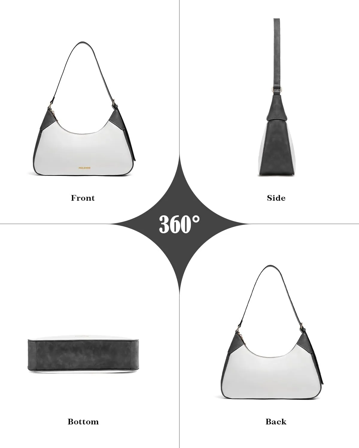 molshine Shoulder Bag, PU Leather Crescent Handbag, Armpit Bag, Party Clutch Purse for Women Lady Model DLK0059